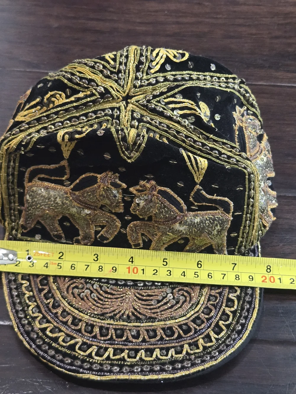 Vintage 80s Thai Velvet Embroidered Sequin Horse Equestrian Artisan Baseball Cap